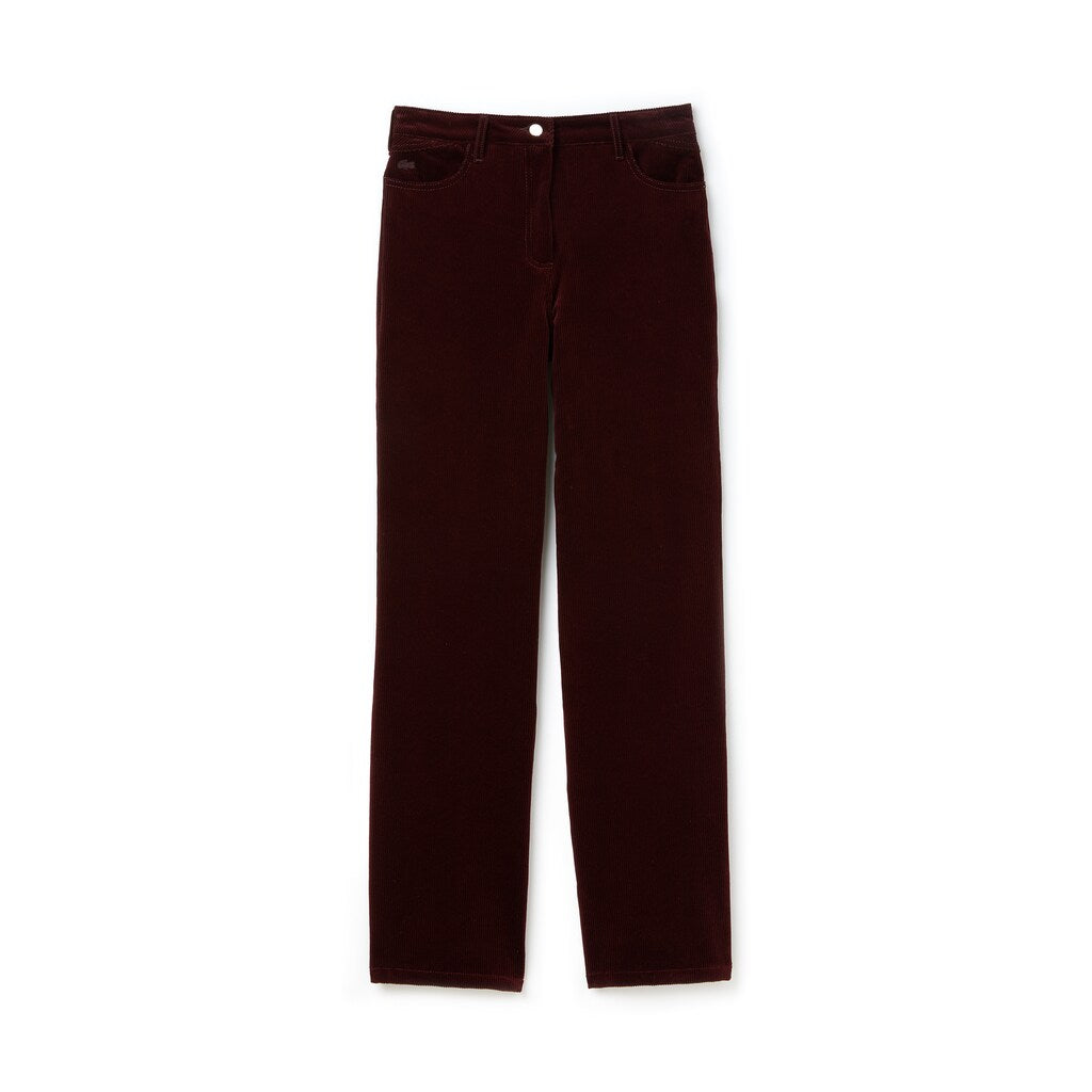 Womens Wo  Boxy Fit Striped Cotton Velour Pants | Lacoste Brown • Y29