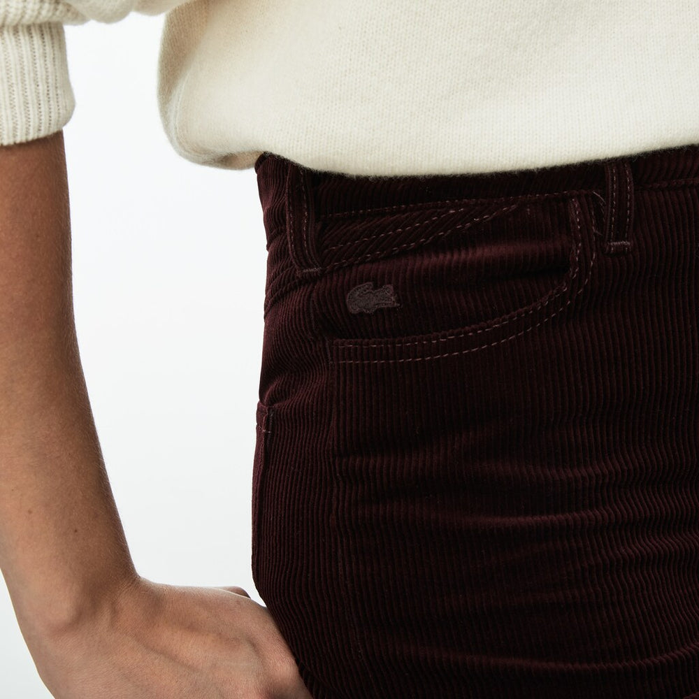 Womens Wo  Boxy Fit Striped Cotton Velour Pants | Lacoste Brown • Y29