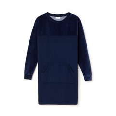 Womens Wo  Bimaterial Velour and Terrycloth Jersey Sweatshirt Dress | Lacoste Navy Blue • 166