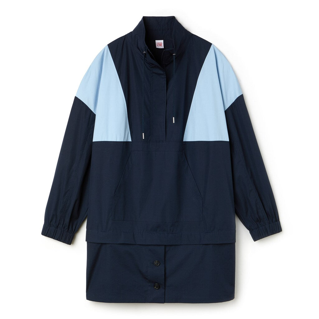 Womens Wo  LIVE Colorblock Cotton Poplin Sweatshirt Dress | Lacoste Blue / Light Blue • D07