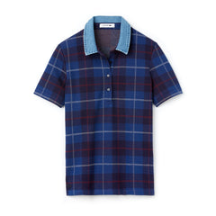 Womens Wo  Tartan Check Cotton Jacquard Polo | Lacoste Navy Blue / Blue • Bz9