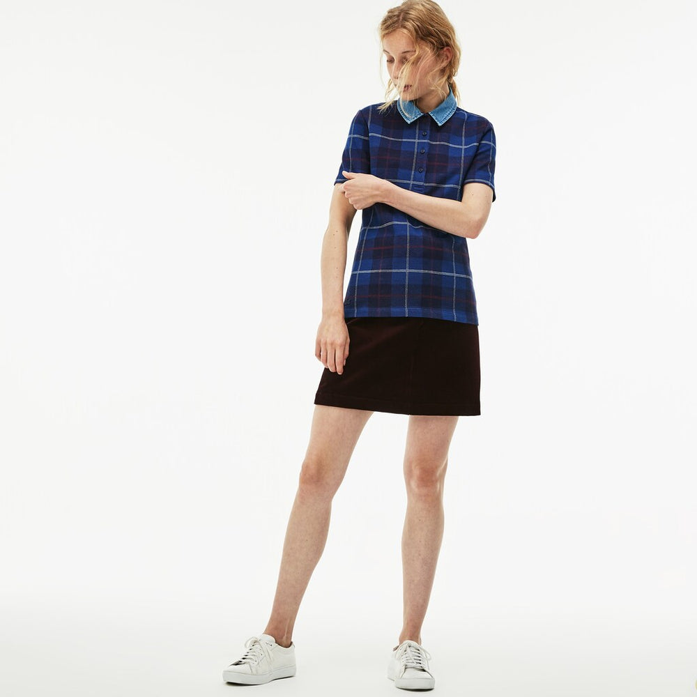Womens Wo  Tartan Check Cotton Jacquard Polo | Lacoste Navy Blue / Blue • Bz9