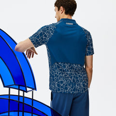 Mens   SPORT Novak Djokovic Print Technical Jersey Polo | Lacoste Blue / White • Erg