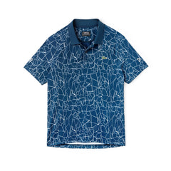 Mens   SPORT Novak Djokovic Print Technical Jersey Polo | Lacoste Blue / White • Erg