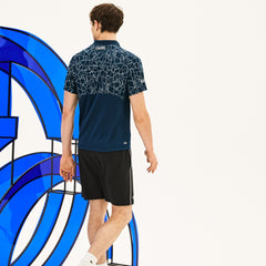 Mens   SPORT Novak Djokovic Print Technical Jersey Polo | Lacoste Blue / White • Erg