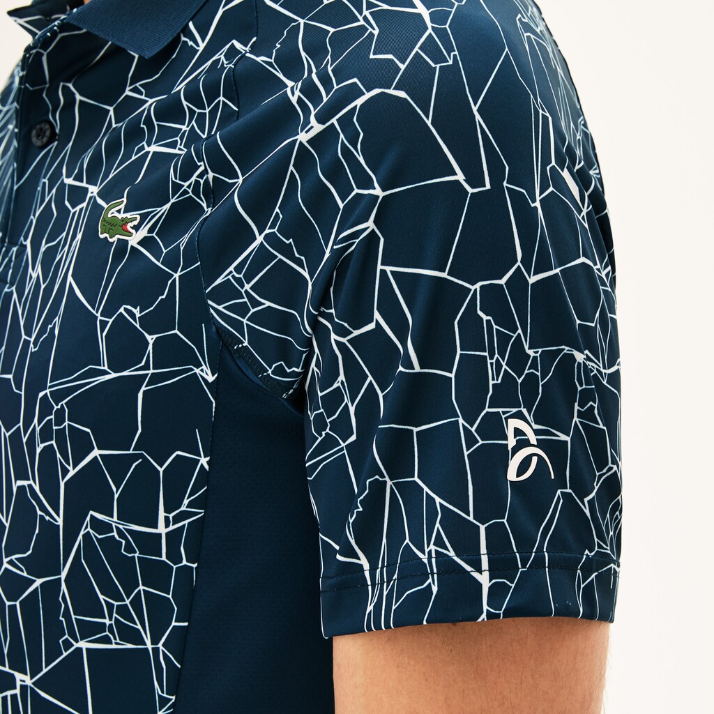 Mens   SPORT Novak Djokovic Print Technical Jersey Polo | Lacoste Blue / White • Erg