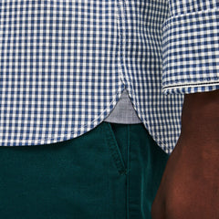 Mens   Slim Fit Gingham Stretch Cotton Poplin Shirt | Lacoste Blue / White • 2Ad