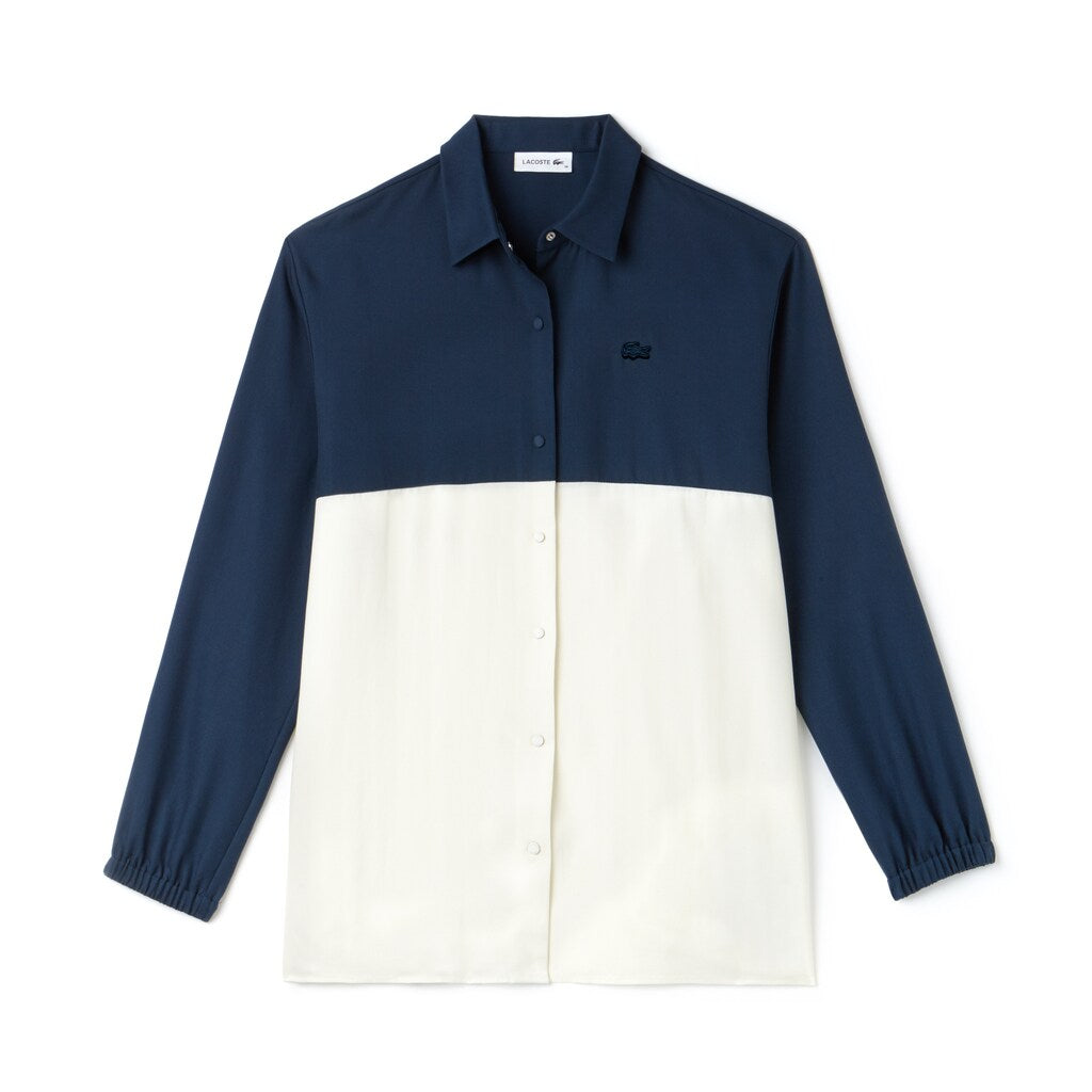 Womens Wo  Regular Fit Bicolor Flowing Piqué Shirt | Lacoste Blue / White • V2Y