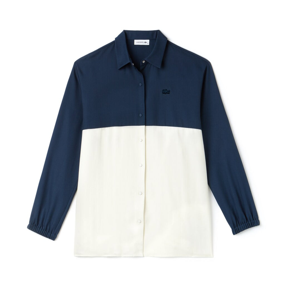 Womens Wo  Regular Fit Bicolor Flowing Piqué Shirt | Lacoste Blue / White • V2Y