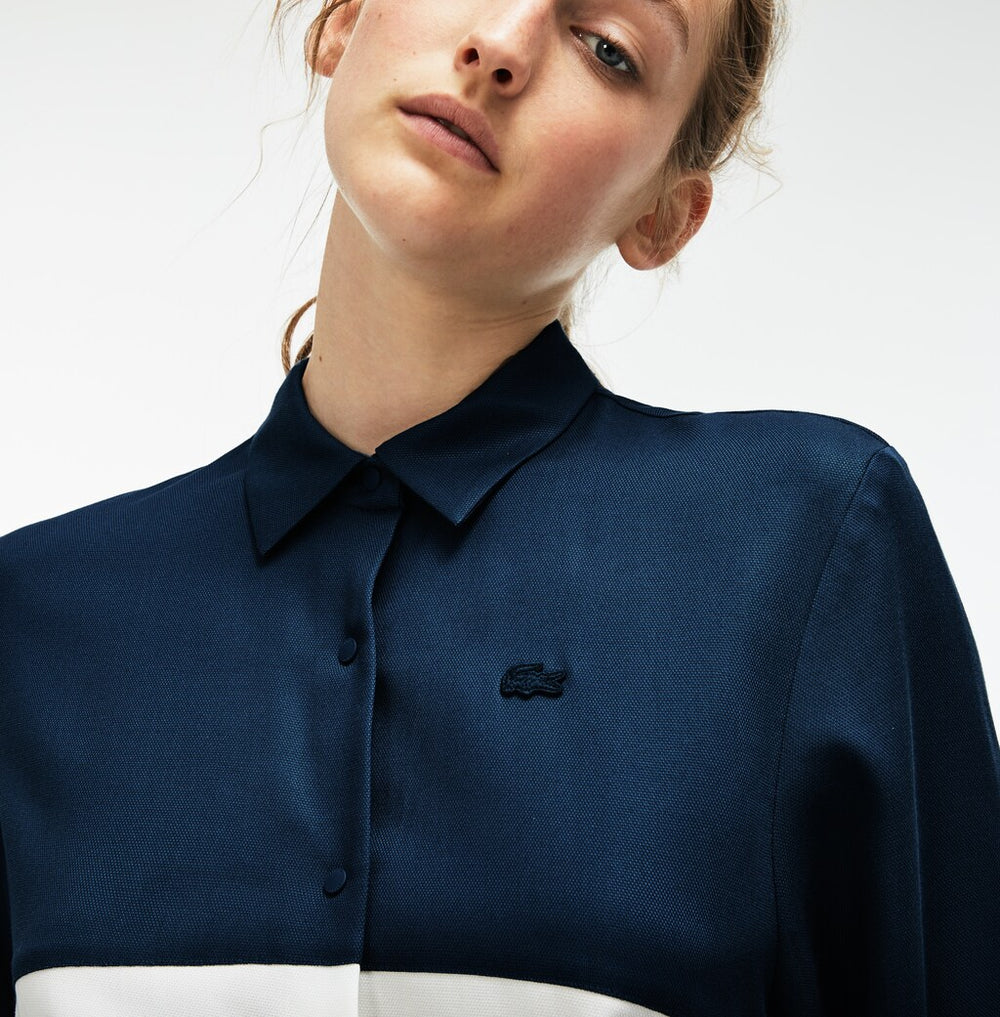 Womens Wo  Regular Fit Bicolor Flowing Piqué Shirt | Lacoste Blue / White • V2Y