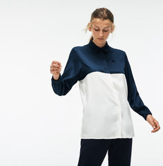 Womens Wo  Regular Fit Bicolor Flowing Piqué Shirt | Lacoste Blue / White • V2Y