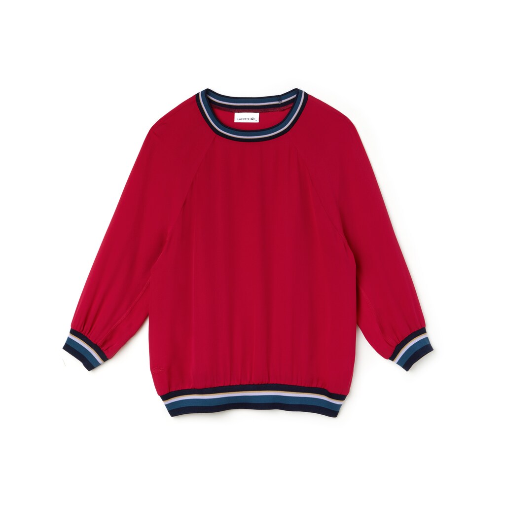 Womens Wo  Contrast Accents Silk Crepe Top | Lacoste Persian Red • Ws3