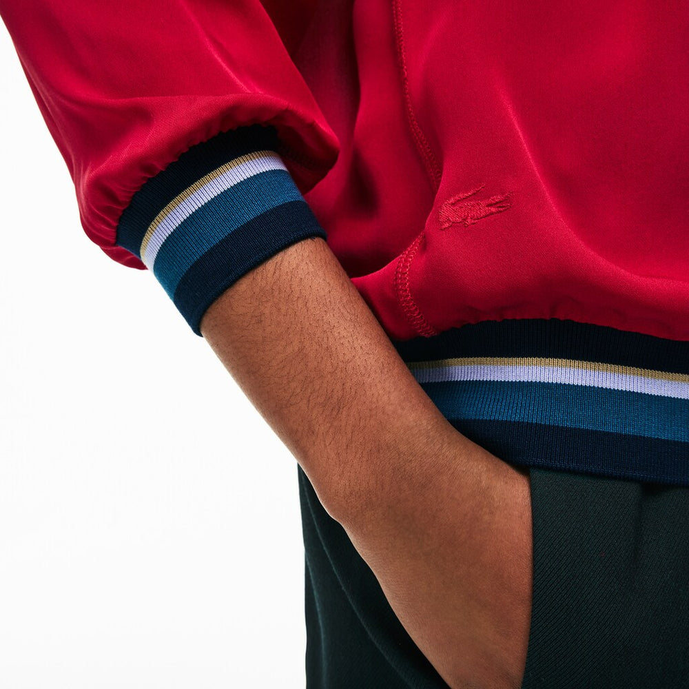 Womens Wo  Contrast Accents Silk Crepe Top | Lacoste Persian Red • Ws3