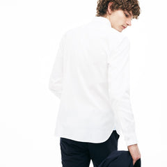 Mens   Slim Fit Stretch Cotton Pinpoint Shirt | Lacoste White • 001