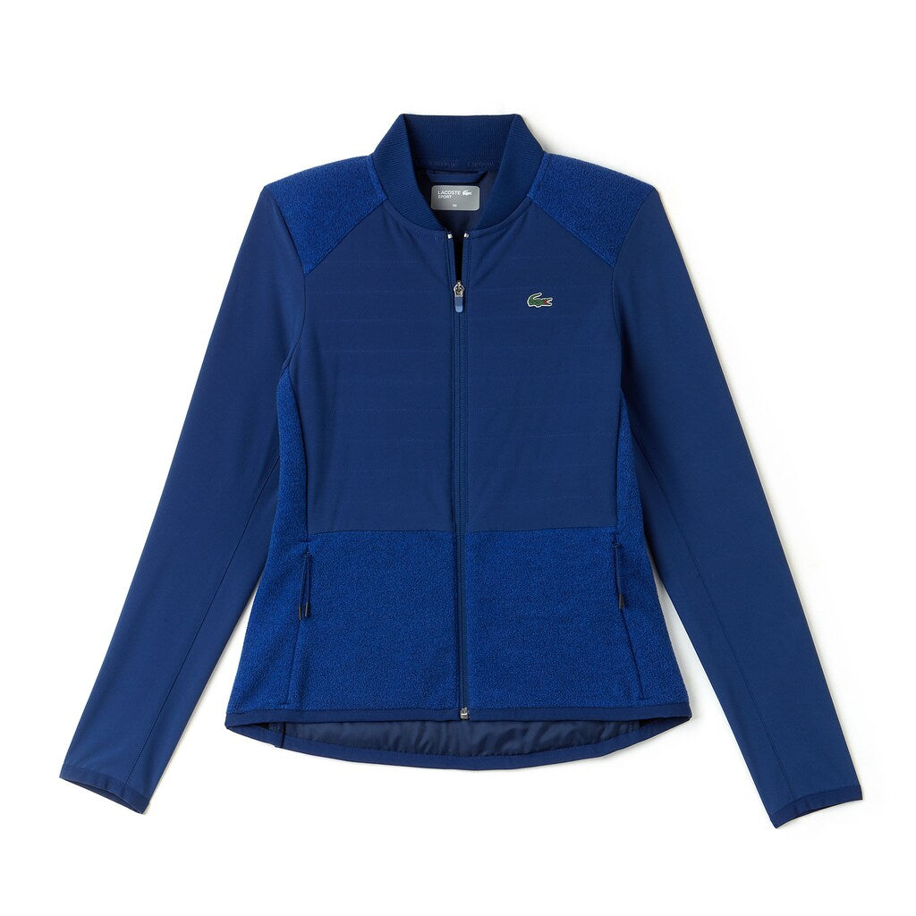 Womens Wo  SPORT Quilted Taffeta And Fleece Golf Jacket | Lacoste Navy Blue / Blue • Ekt