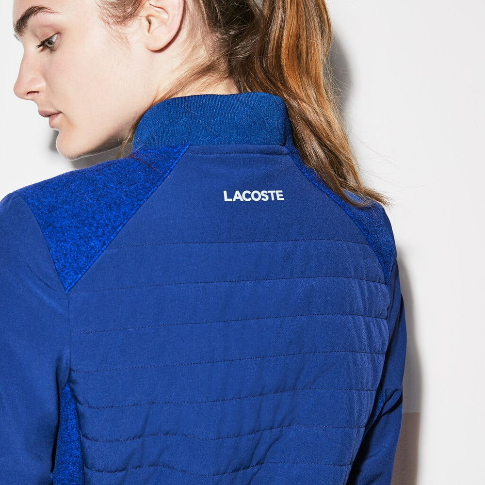 Womens Wo  SPORT Quilted Taffeta And Fleece Golf Jacket | Lacoste Navy Blue / Blue • Ekt