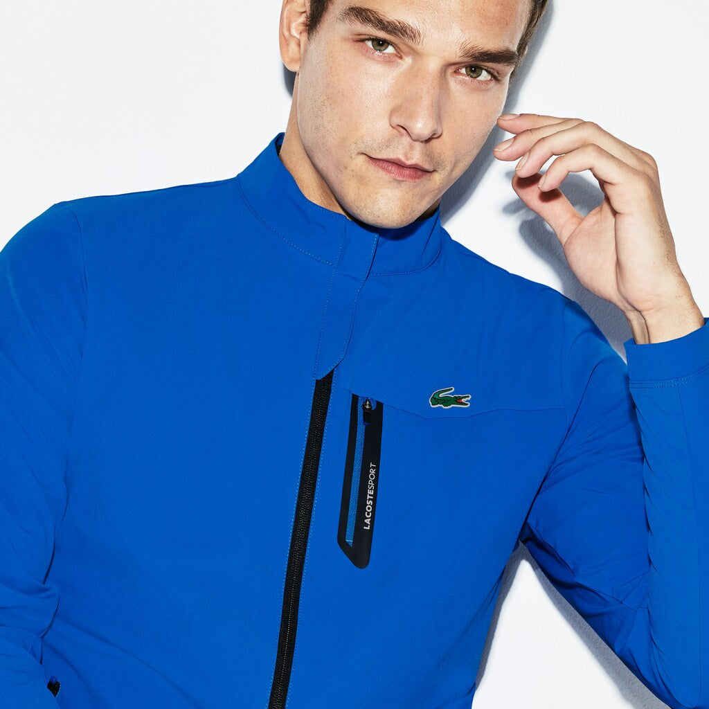 Mens    SPORT Technical Taffeta Zip Golf Jacket | Lacoste Blue / Black • Els
