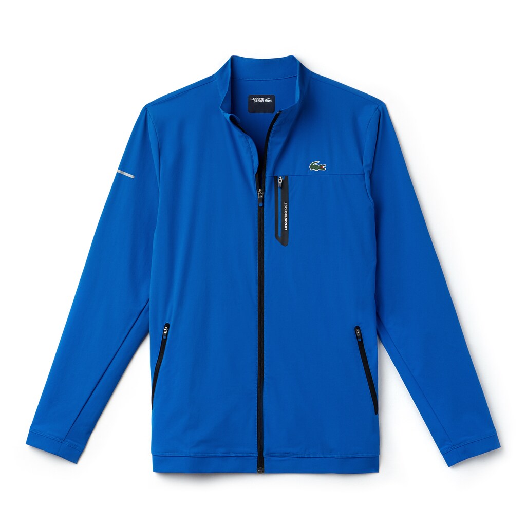 Mens    SPORT Technical Taffeta Zip Golf Jacket | Lacoste Blue / Black • Els