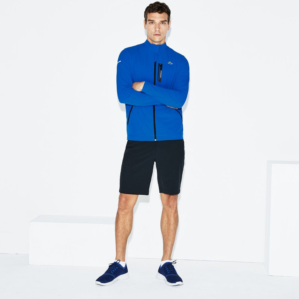 Mens    SPORT Technical Taffeta Zip Golf Jacket | Lacoste Blue / Black • Els