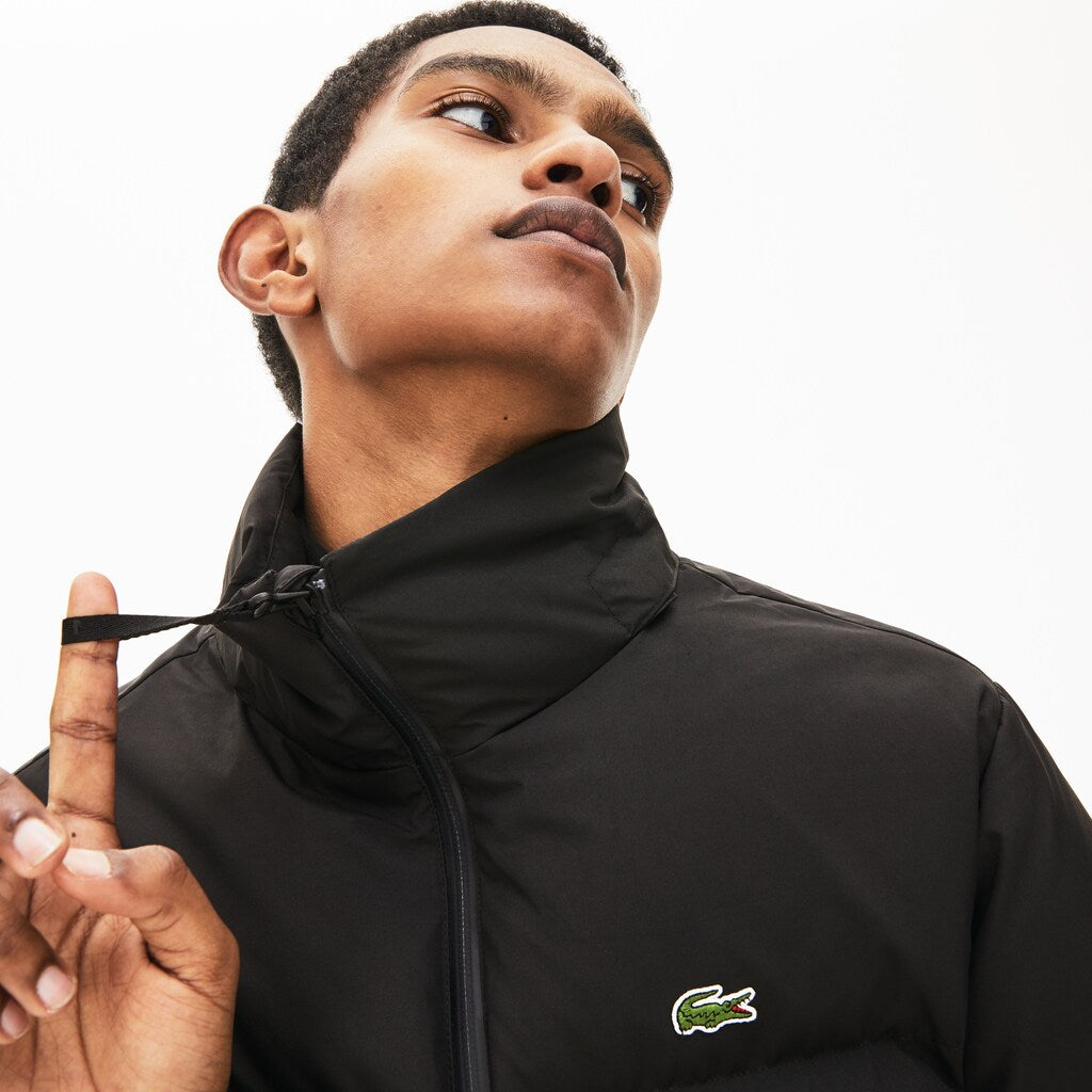 Mens   Detachable Hood Quilted Water-Resistant Taffeta Jacket | Lacoste Black • 031