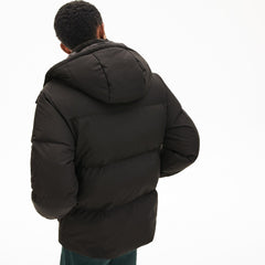 Mens   Detachable Hood Quilted Water-Resistant Taffeta Jacket | Lacoste Black • 031