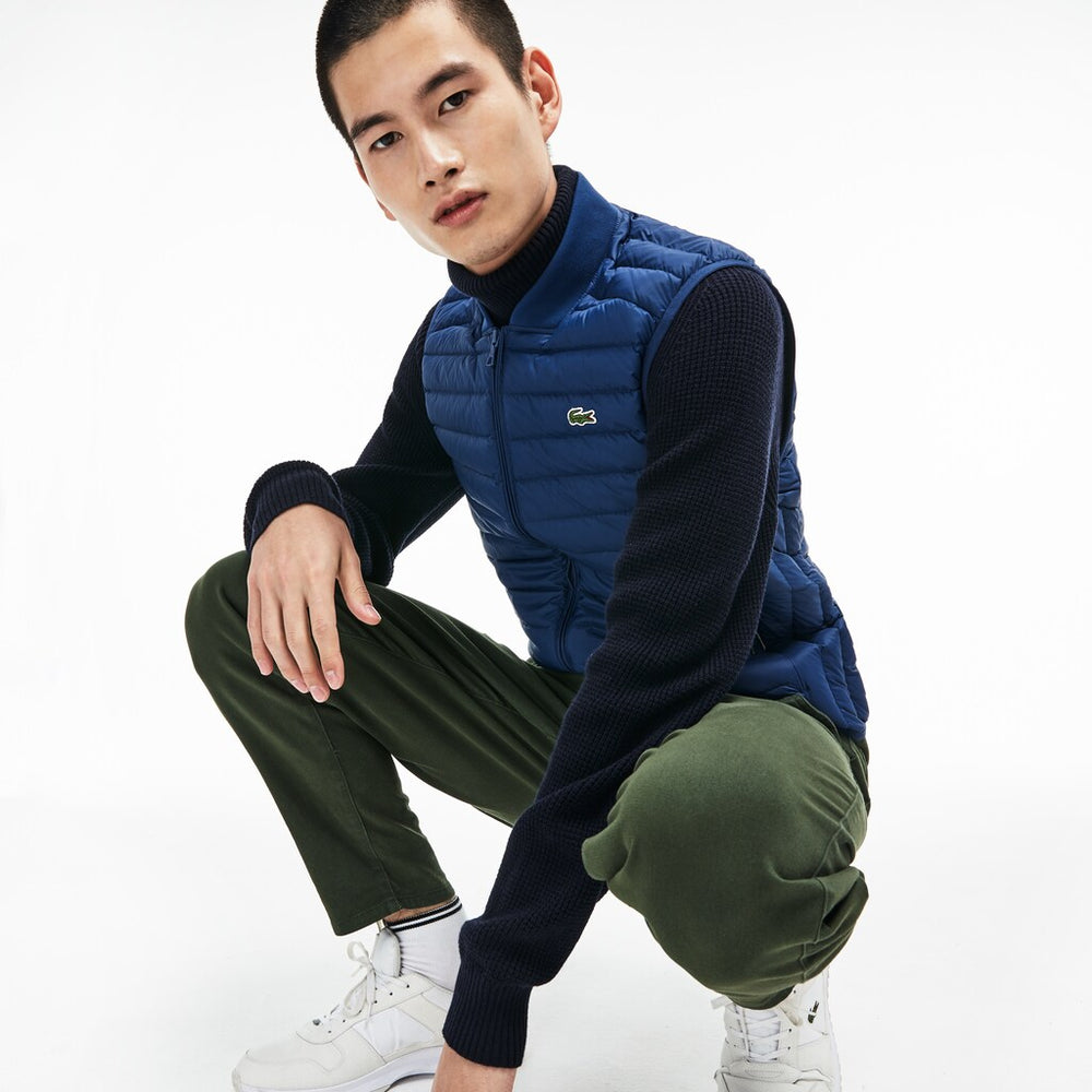 Mens   Short Contrast Lining Quilted Vest | Lacoste Inkwell • Cc3