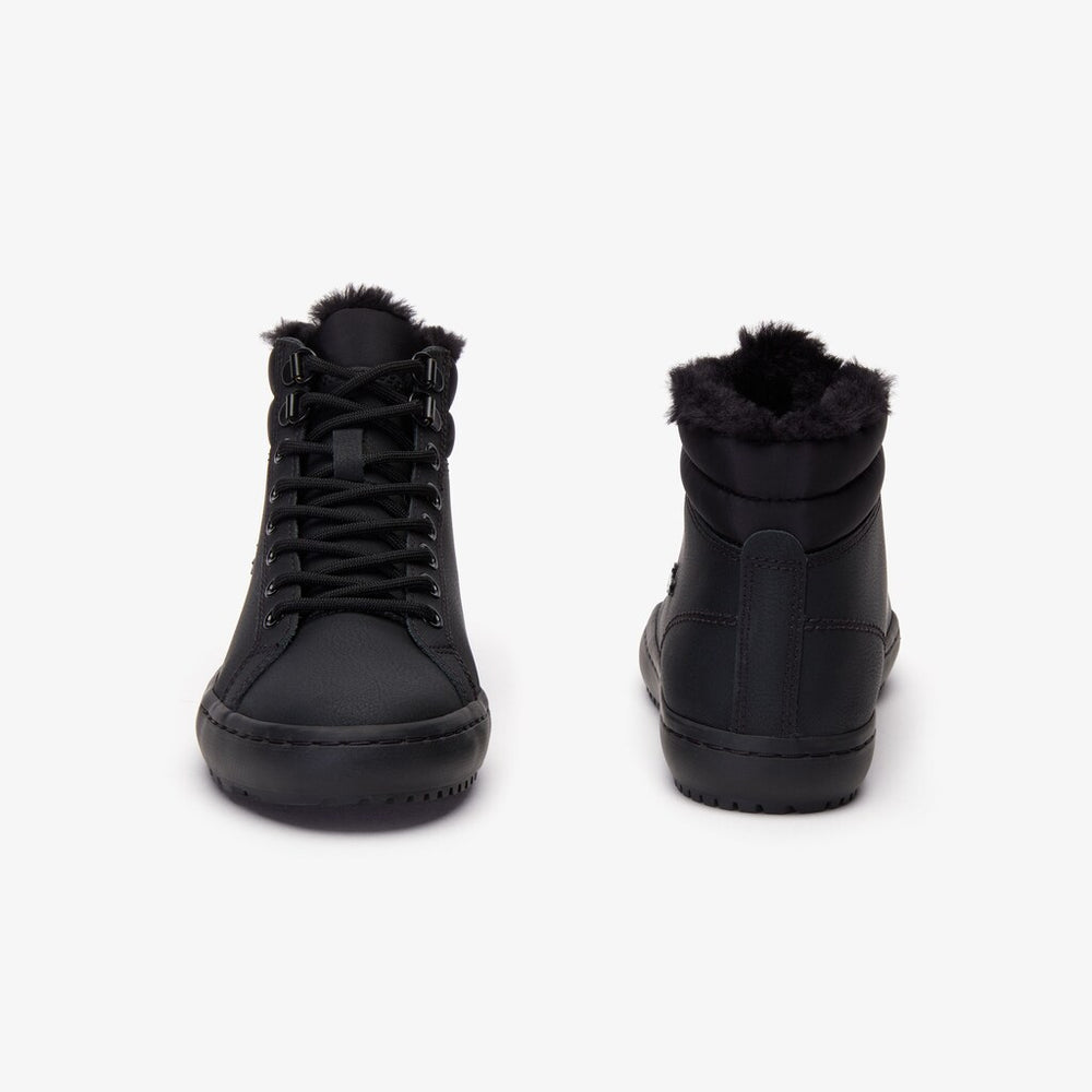Womens Wo  Straightset Thermo Leather Boots | Lacoste Blk/Blk • 02H
