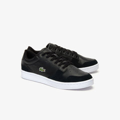 Mens   Masters Cup Leather and Suede Sneakers | Lacoste Black/White • 312