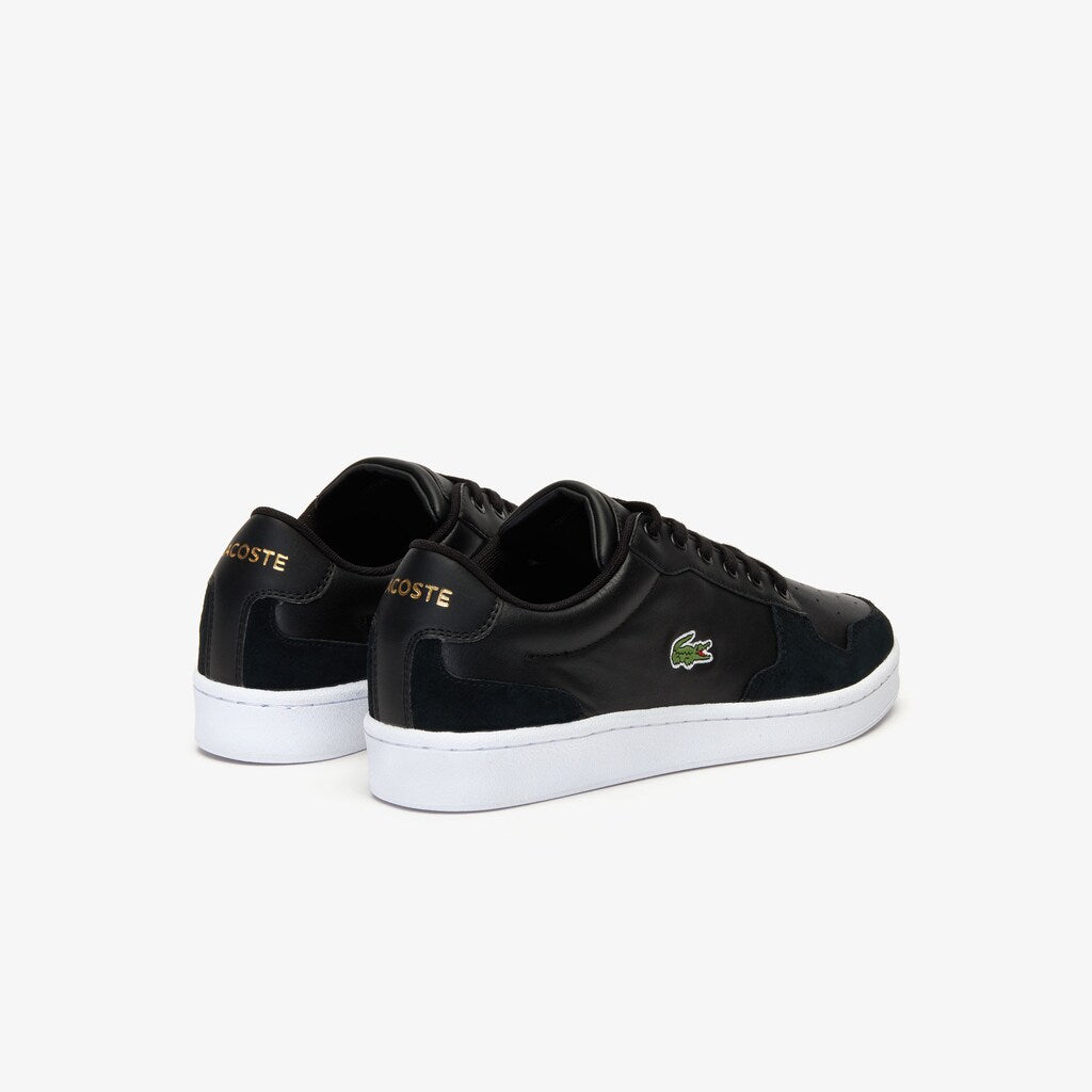 Mens   Masters Cup Leather and Suede Sneakers | Lacoste Black/White • 312