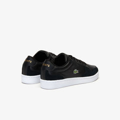 Mens   Masters Cup Leather and Suede Sneakers | Lacoste Black/White • 312