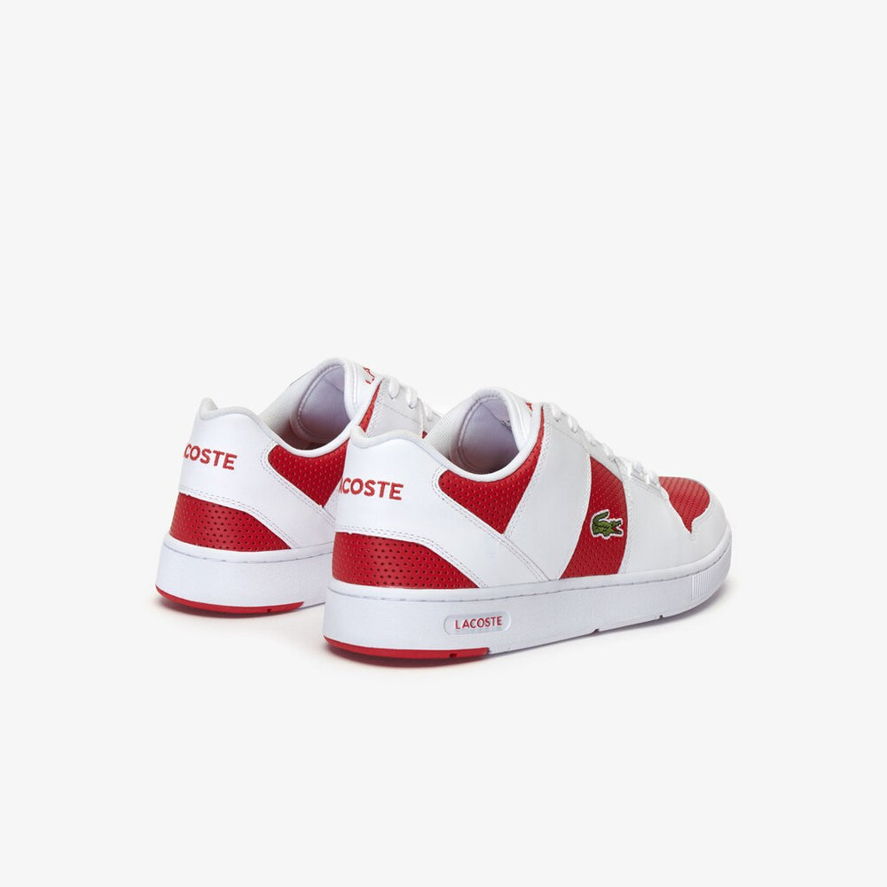 Mens   Thrill Two-Tone Leather Sneakers | Lacoste White / Red • 286