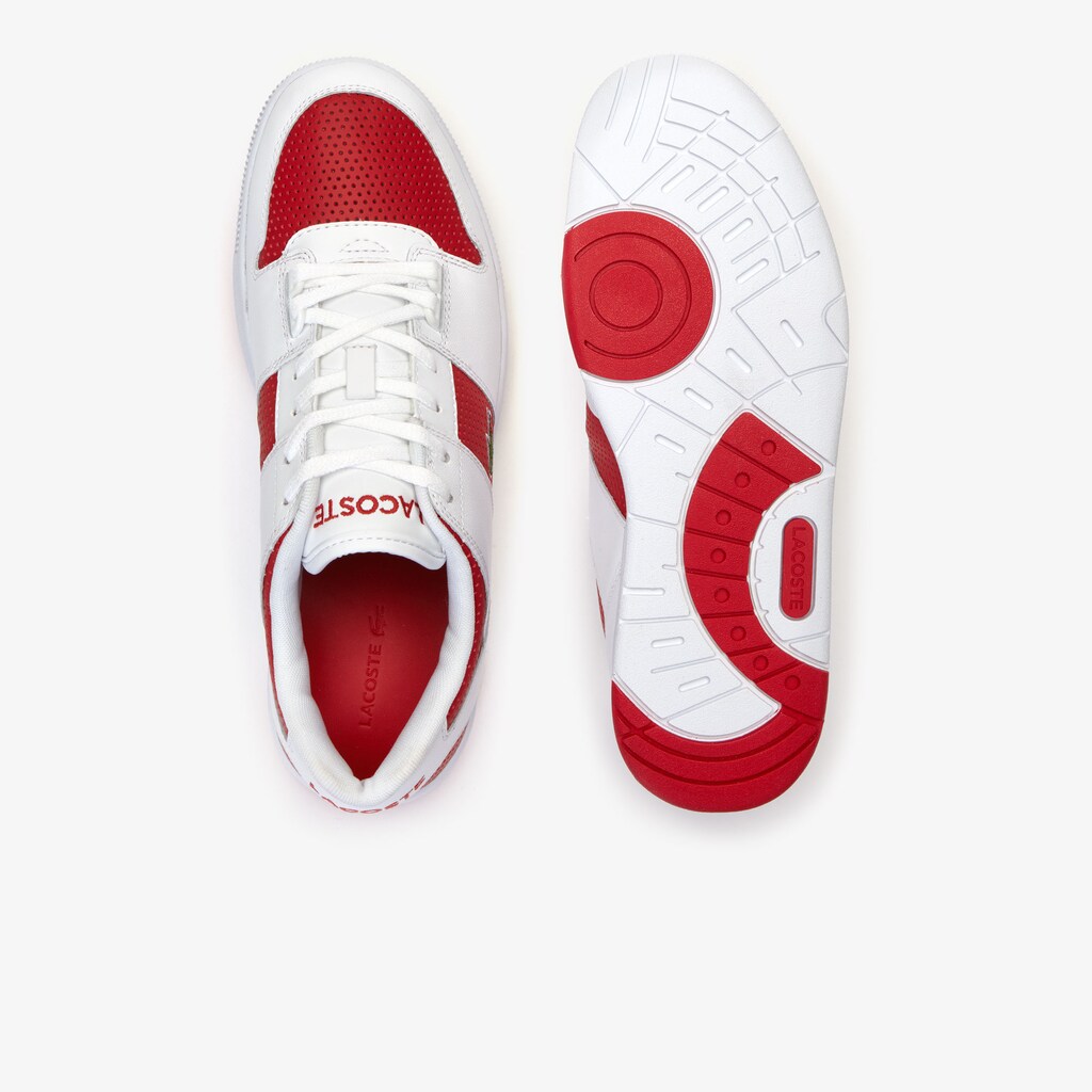 Mens   Thrill Two-Tone Leather Sneakers | Lacoste White / Red • 286