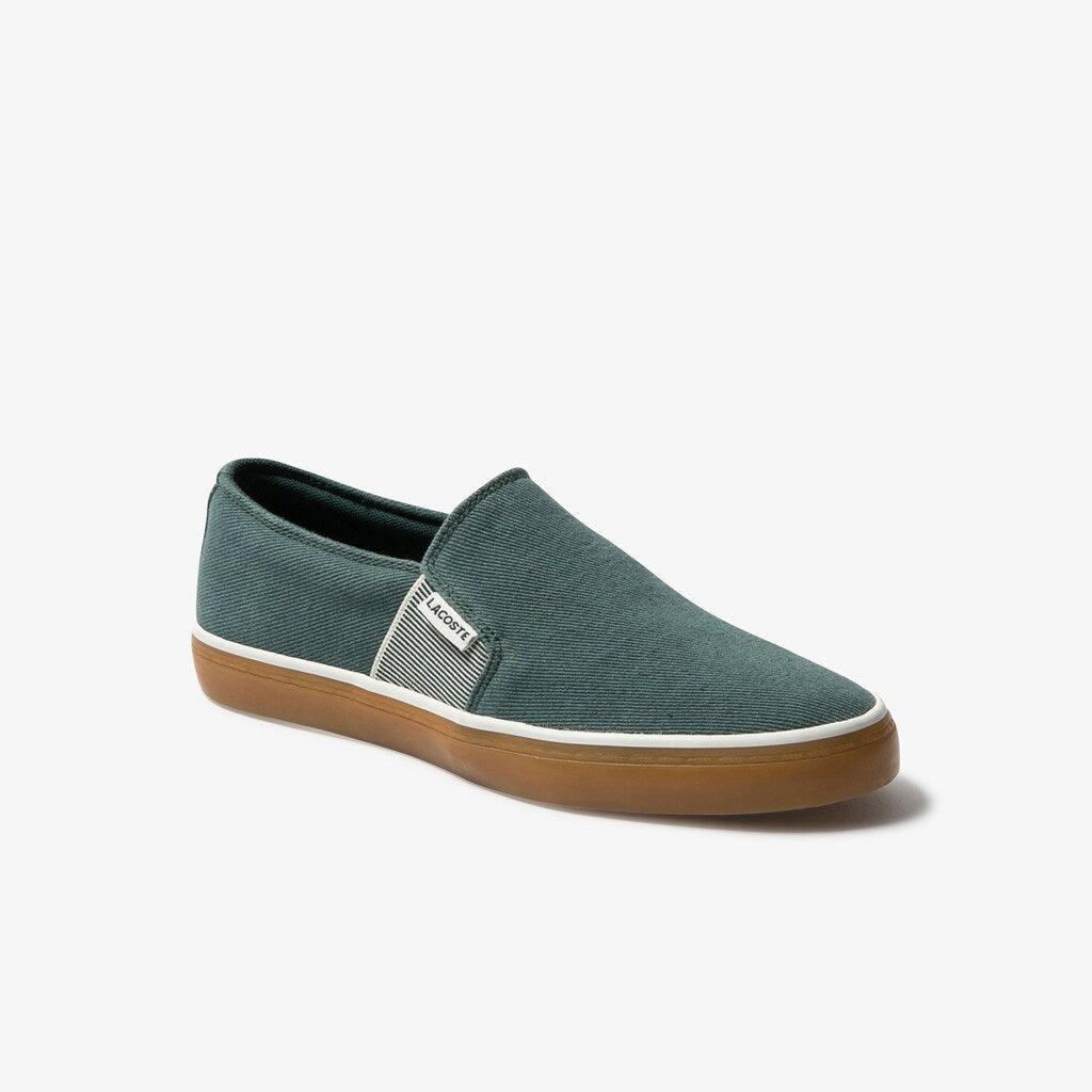 Womens Wo  Gazon Canvas Slip-ons | Lacoste Dk Grn/Gum • Grg