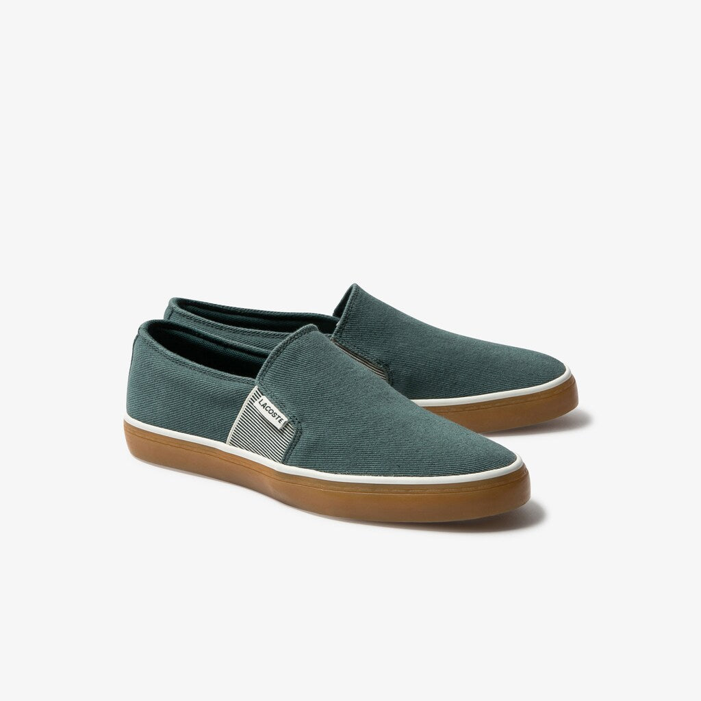 Womens Wo  Gazon Canvas Slip-ons | Lacoste Dk Grn/Gum • Grg