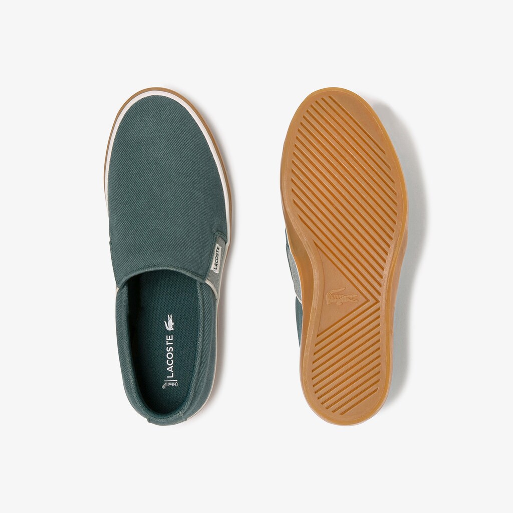 Womens Wo  Gazon Canvas Slip-ons | Lacoste Dk Grn/Gum • Grg