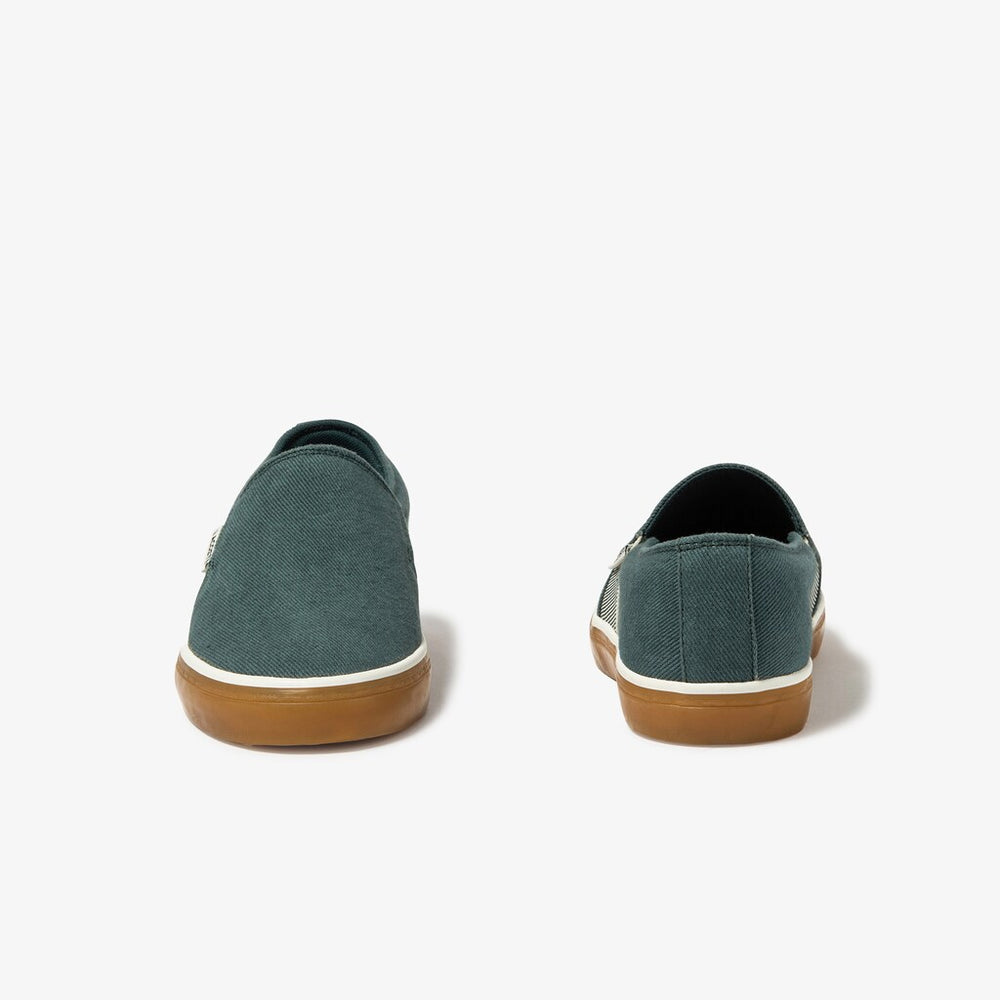 Womens Wo  Gazon Canvas Slip-ons | Lacoste Dk Grn/Gum • Grg