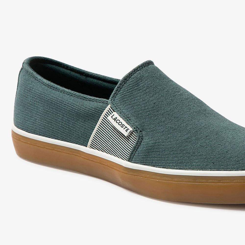 Womens Wo  Gazon Canvas Slip-ons | Lacoste Dk Grn/Gum • Grg