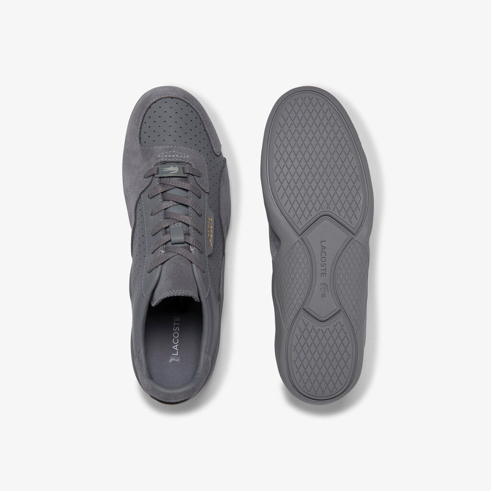 Womens Wo  Hapona Leather and Suede Sneakers | Lacoste Grey/Grey • 12C