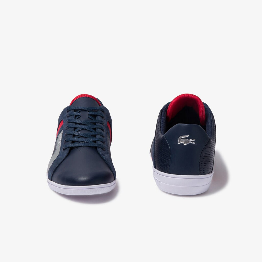 Mens   Chaymon Club Leather and Suede Sneakers | Lacoste Nvy/Red • 144