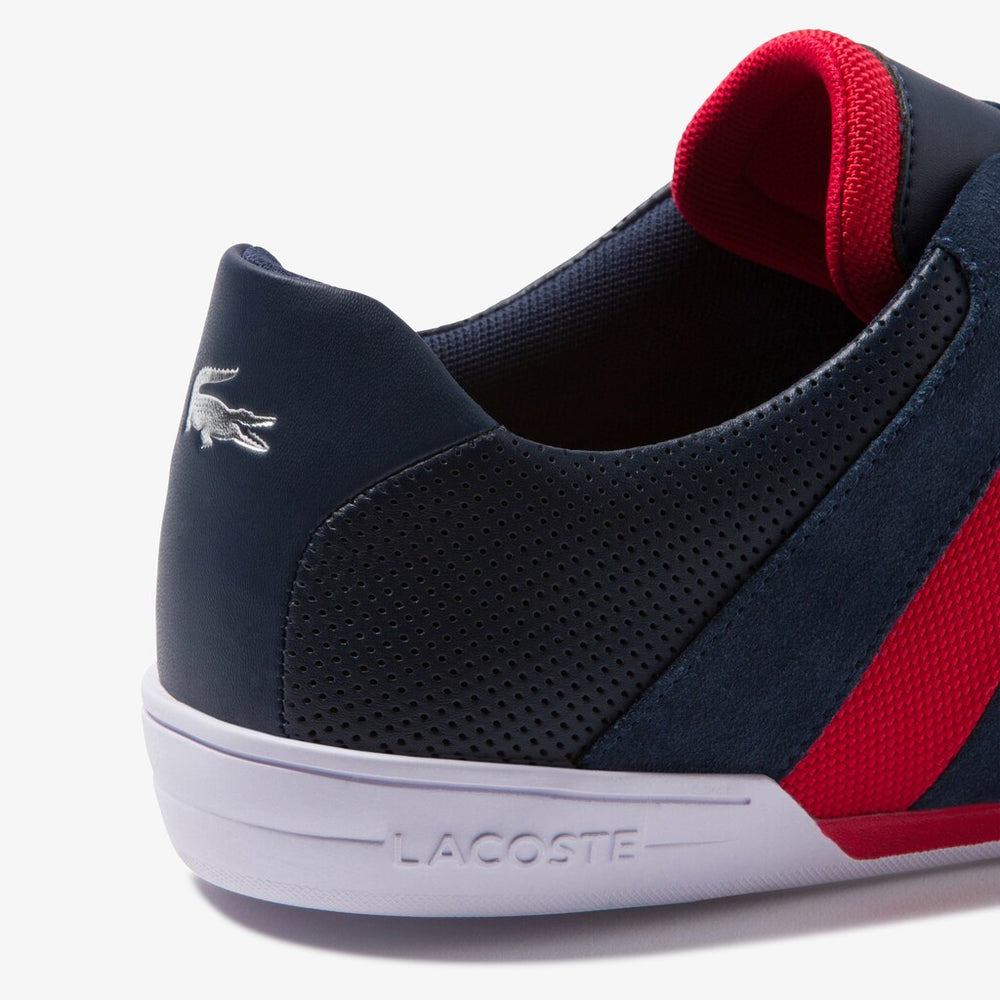 Mens   Chaymon Club Leather and Suede Sneakers | Lacoste Nvy/Red • 144