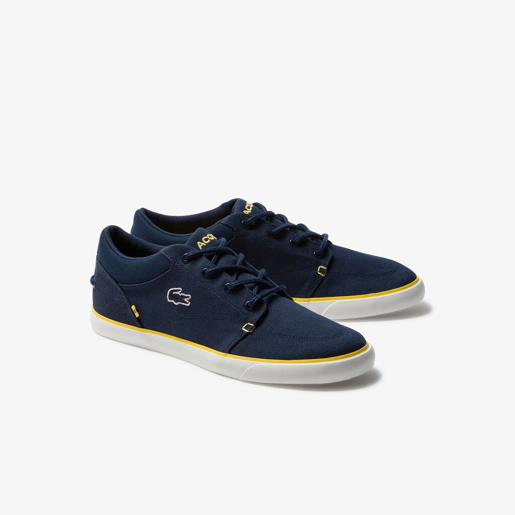 Mens   Bayliss Canvas Sneakers | Lacoste Navy/Yellow • 2M3
