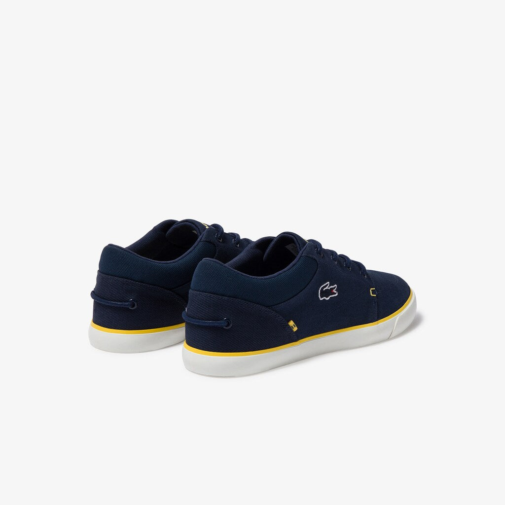 Mens   Bayliss Canvas Sneakers | Lacoste Navy/Yellow • 2M3
