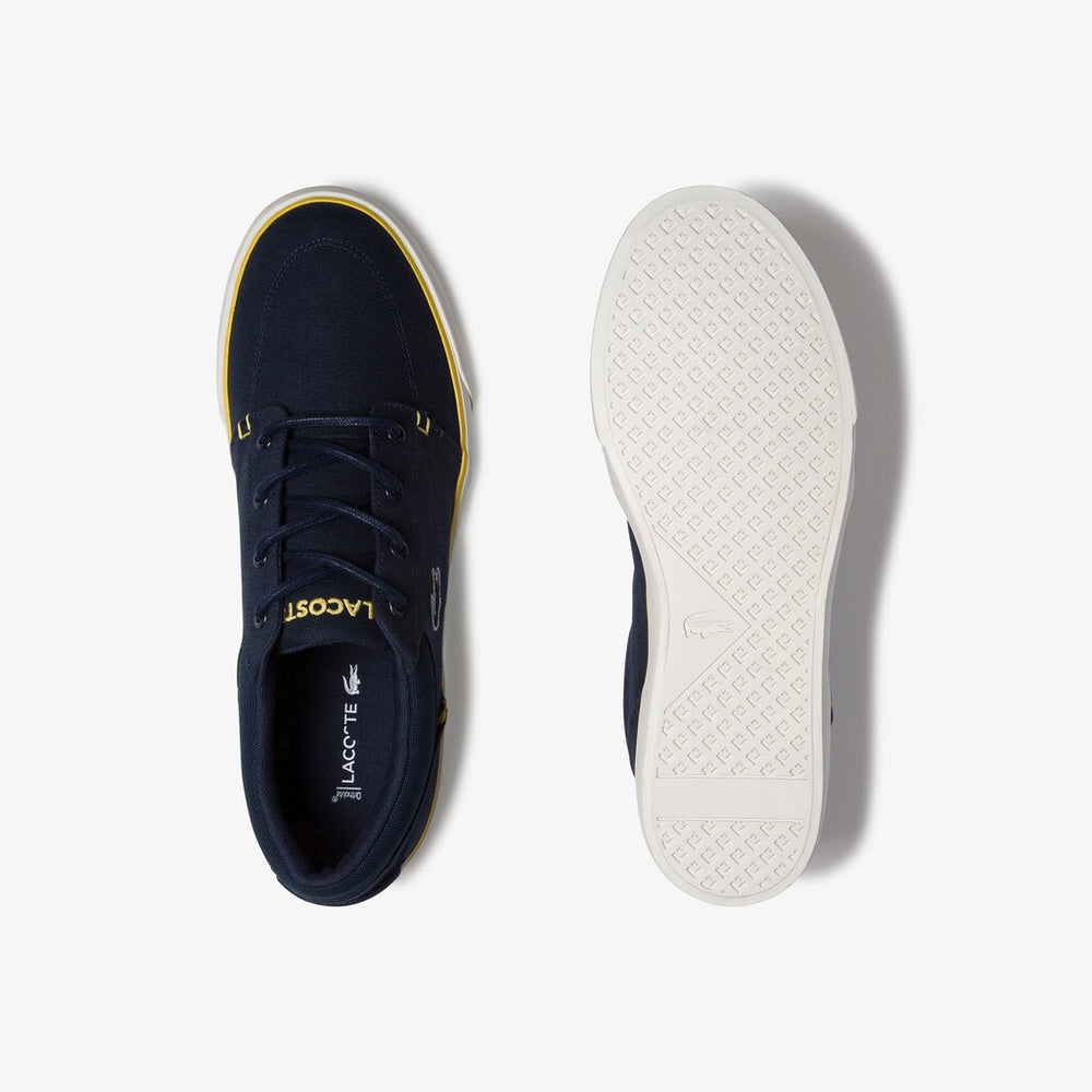 Mens   Bayliss Canvas Sneakers | Lacoste Navy/Yellow • 2M3