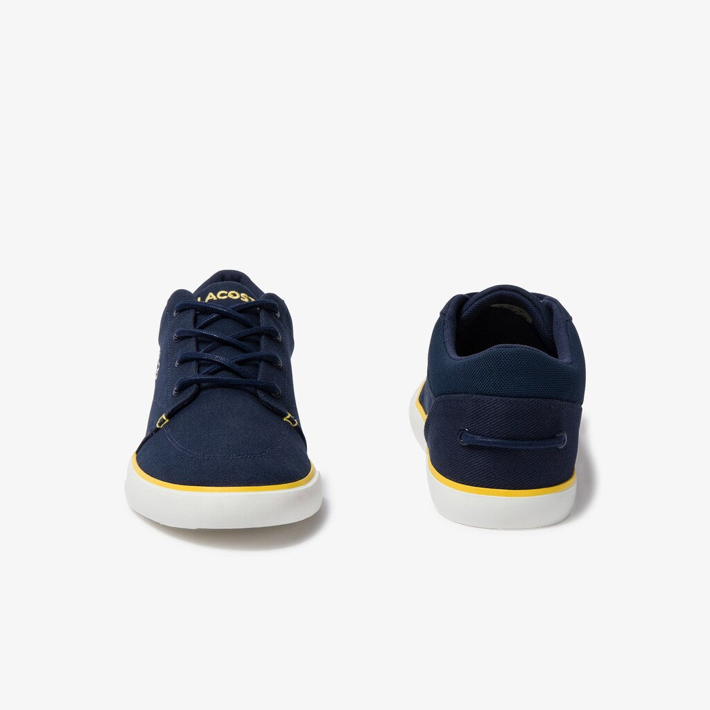 Mens   Bayliss Canvas Sneakers | Lacoste Navy/Yellow • 2M3