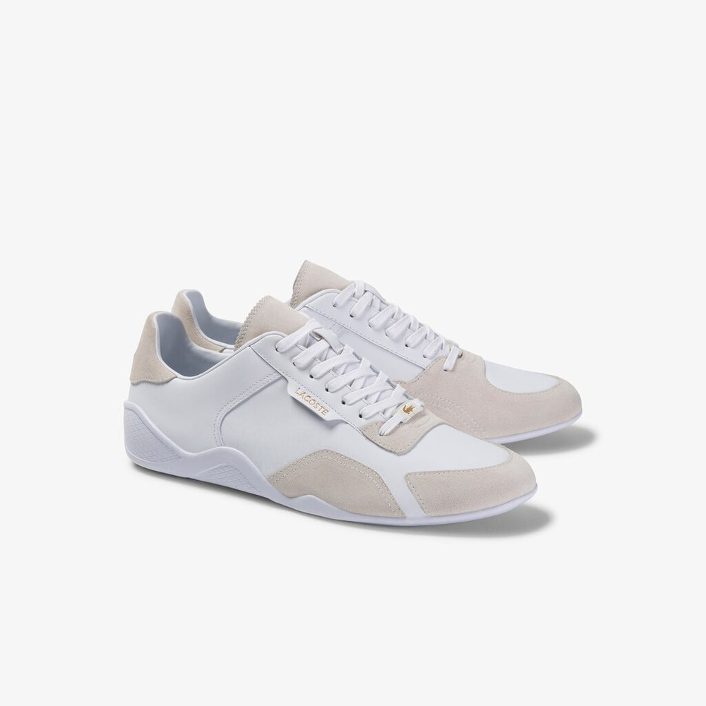 Mens   Hapona Leather and Suede Sneakers | Lacoste White/White • 21G
