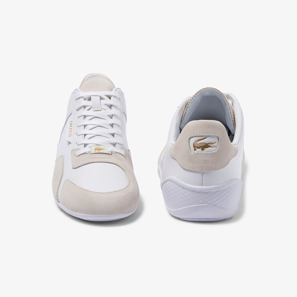 Mens   Hapona Leather and Suede Sneakers | Lacoste White/White • 21G