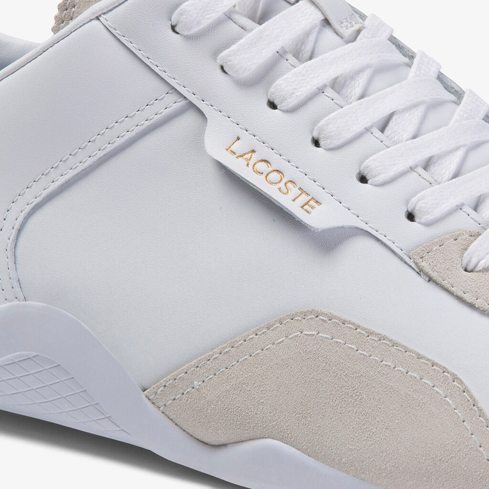 Mens   Hapona Leather and Suede Sneakers | Lacoste White/White • 21G