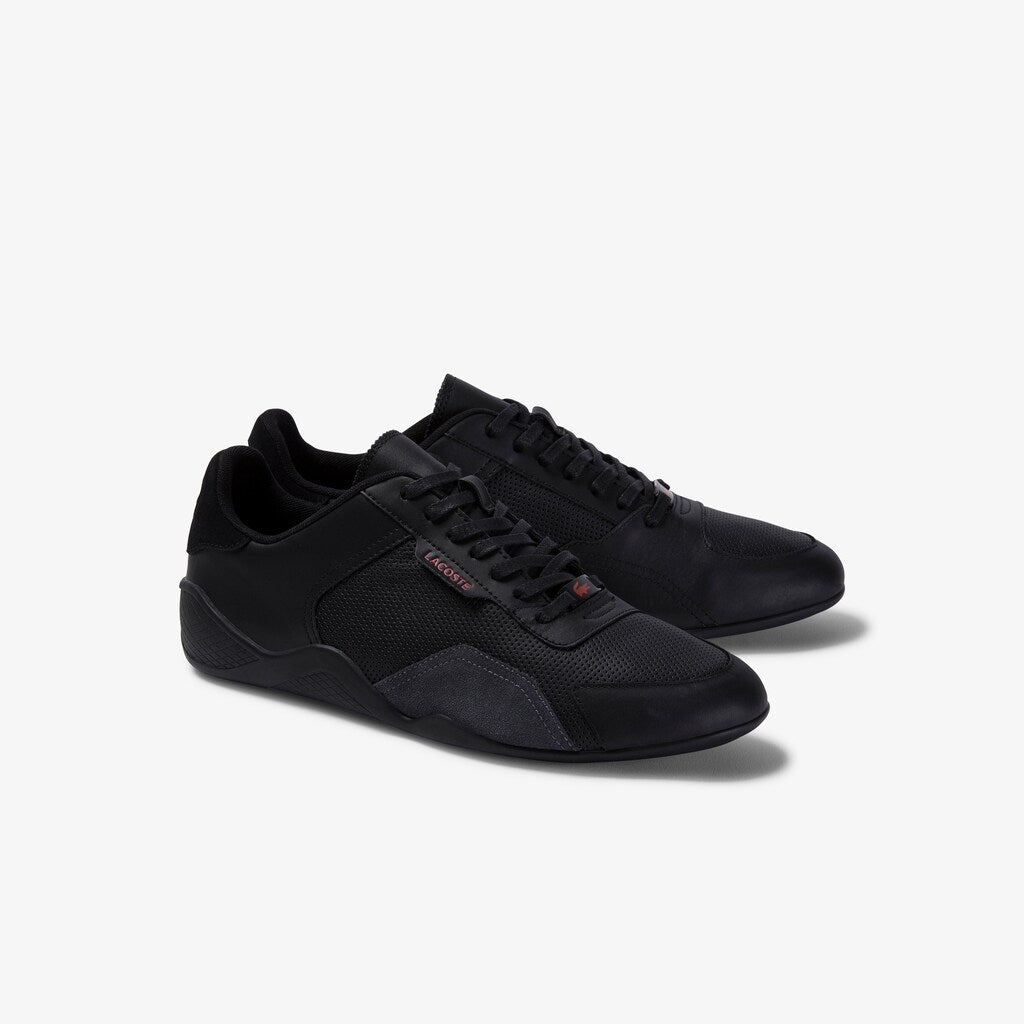 Mens   Hapona Leather and Synthetic Sneakers | Lacoste Black/Red • 1B5