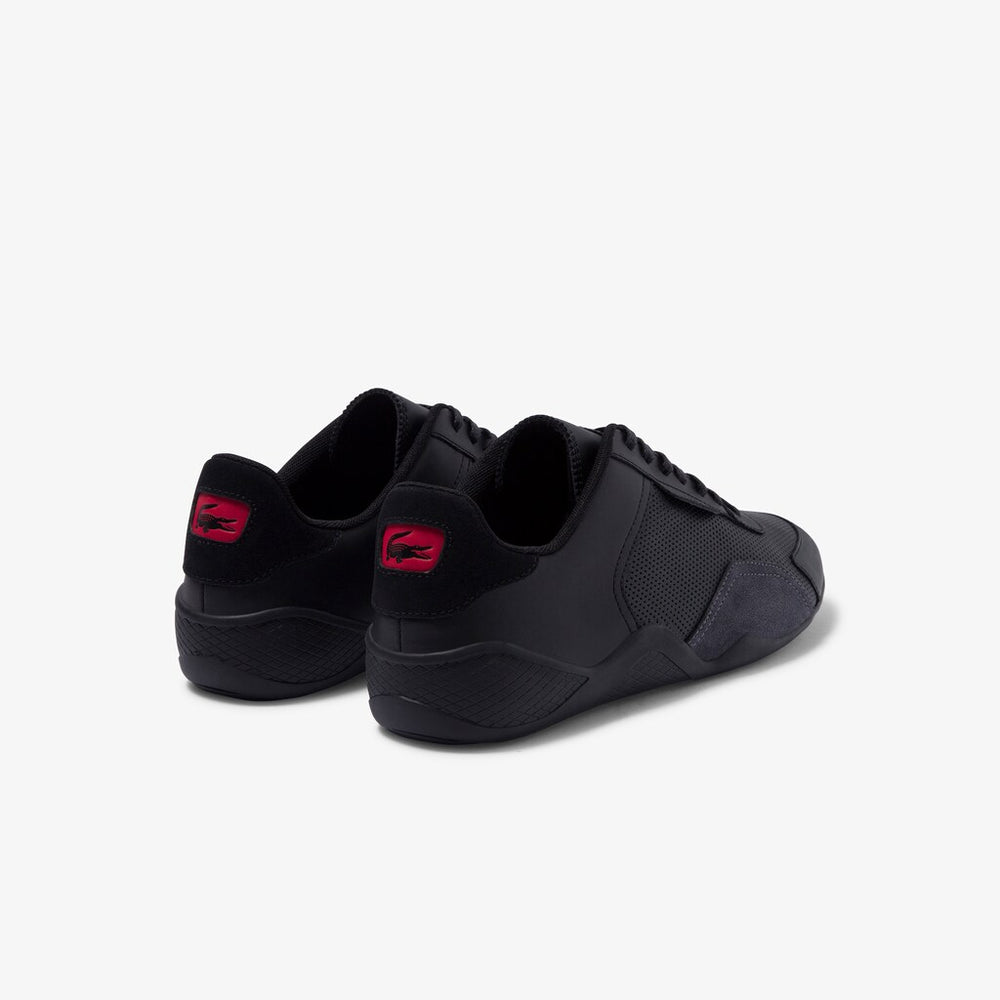 Mens   Hapona Leather and Synthetic Sneakers | Lacoste Black/Red • 1B5
