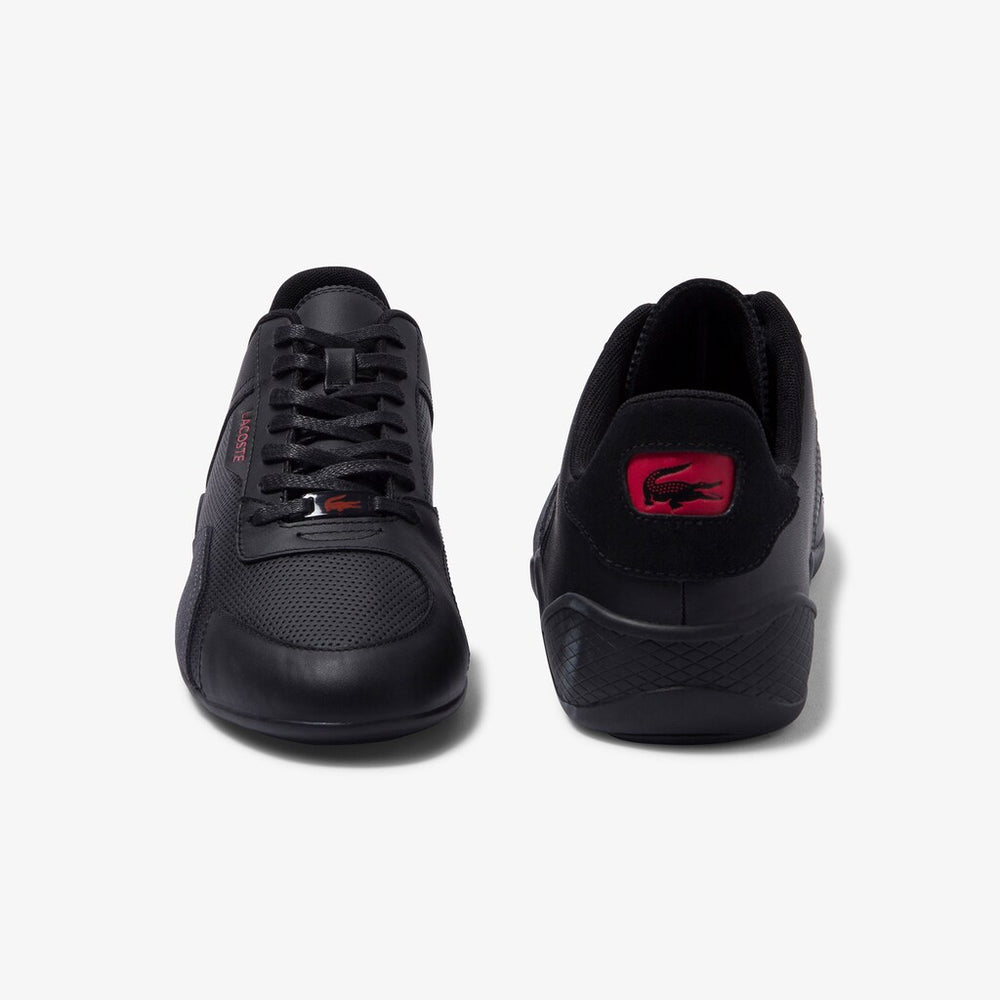 Mens   Hapona Leather and Synthetic Sneakers | Lacoste Black/Red • 1B5